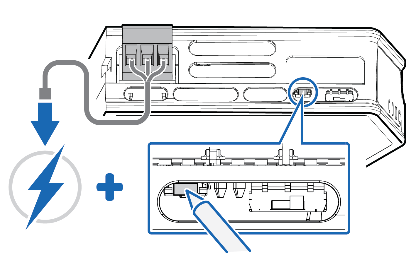 Hold Reset button and reconnect power