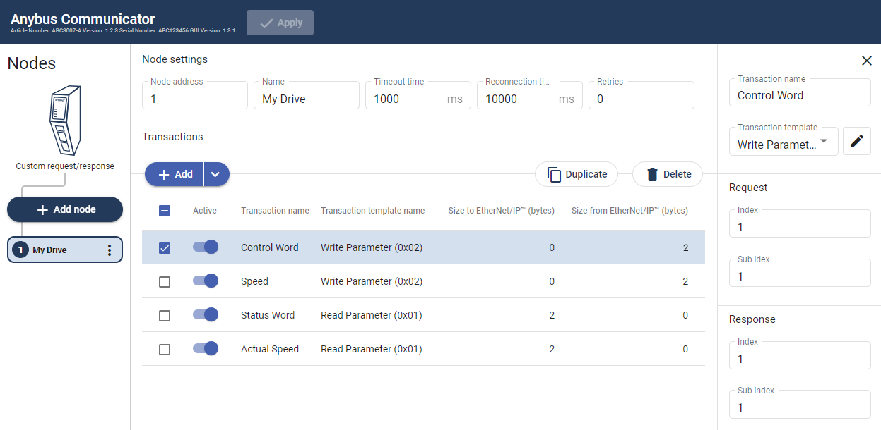 My Drive node with transactions