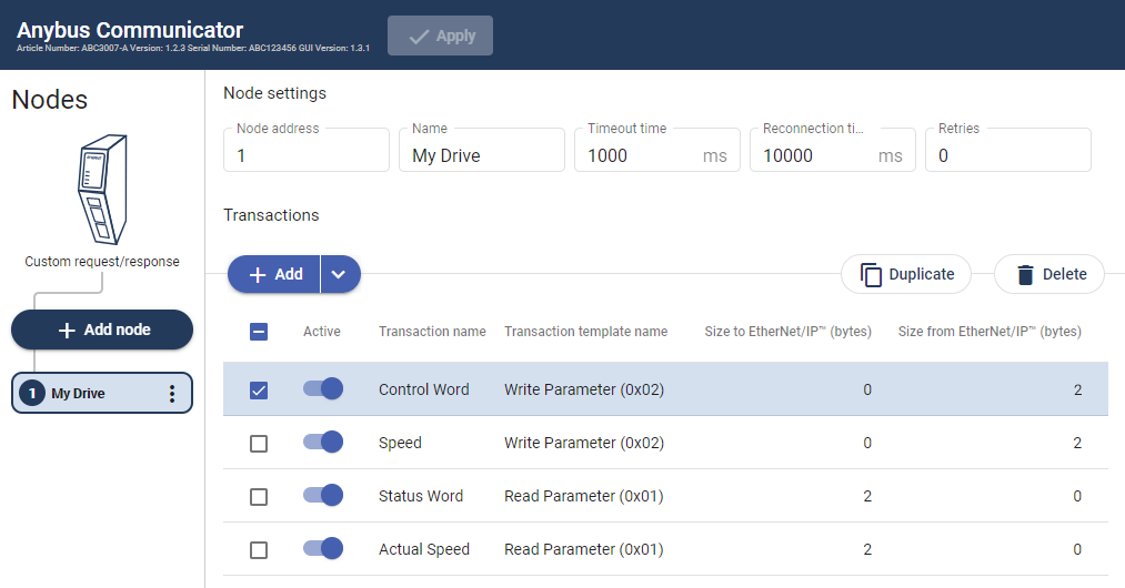 Node with Transactions