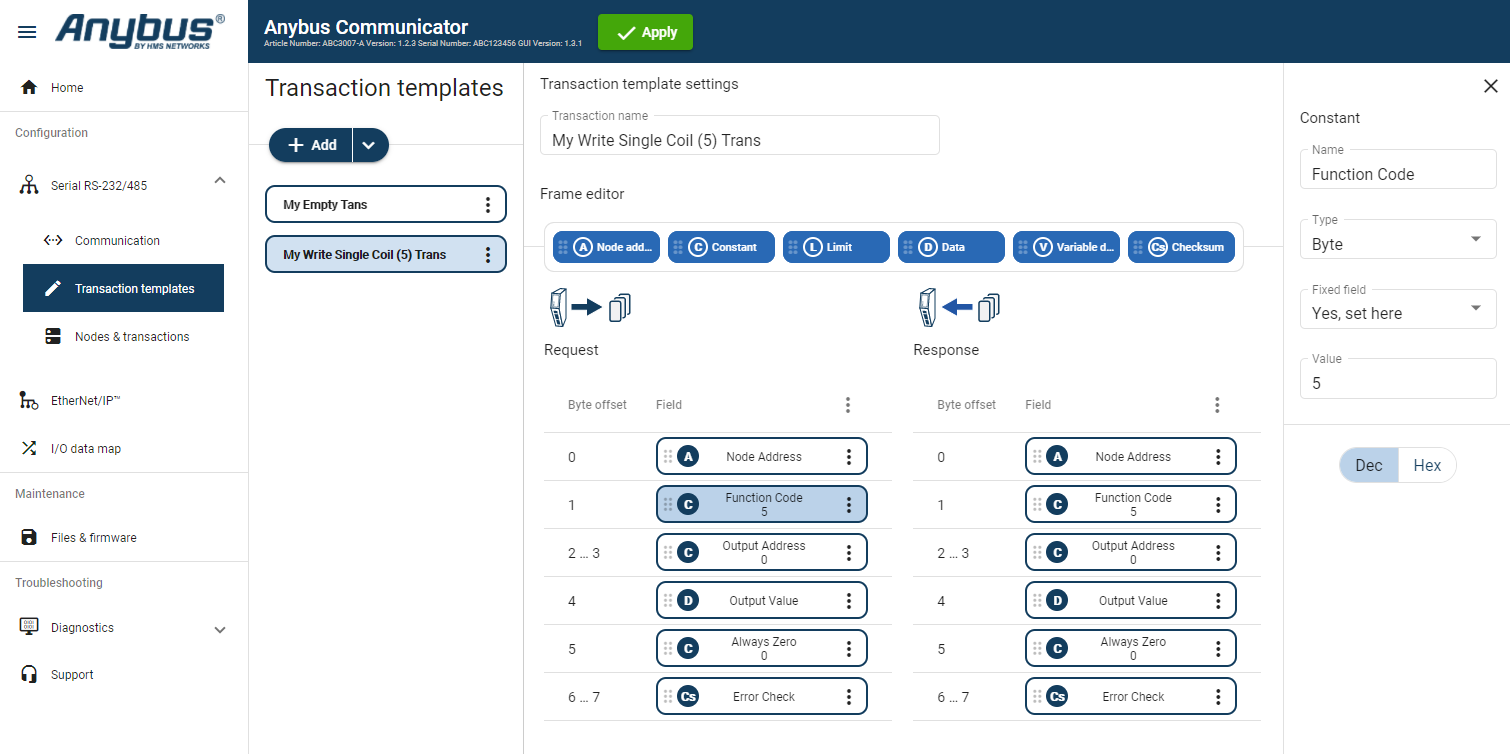 Frame Fields Settings