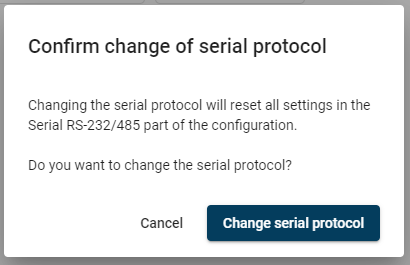 Confirm change of serial protocol